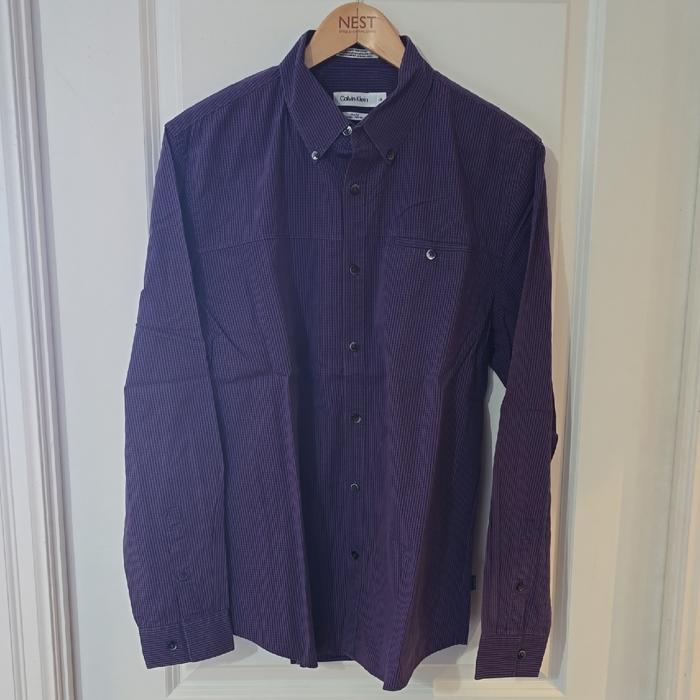 Calvin Klein Men's Deep Purple Button Down Shirt